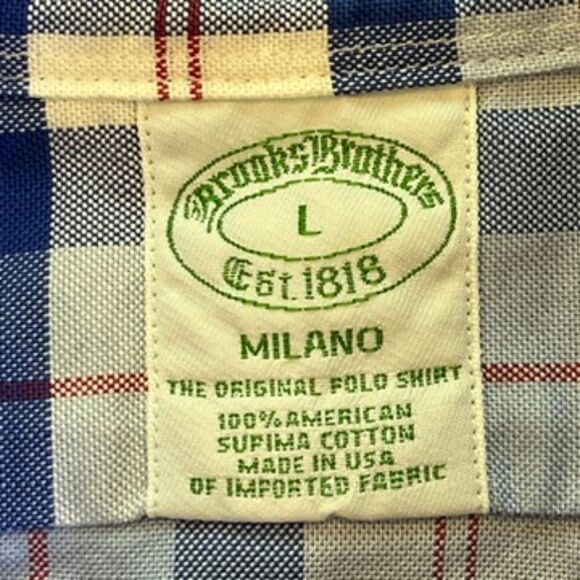 Brooks Brothers Dress Shirt Large Blue White Check Plaid Milano Button Down - Picture 5 of 6